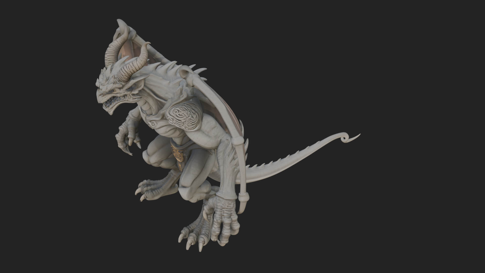 Winged Dragon Demon Statue Design 32 3D Print Model 3D Model