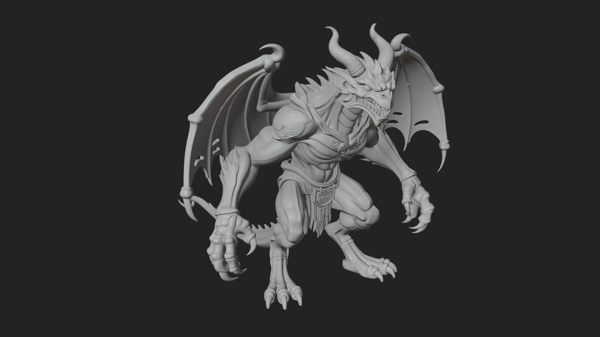 Winged Dragon Demon Statue Design 32 3D Print Model 3D Model