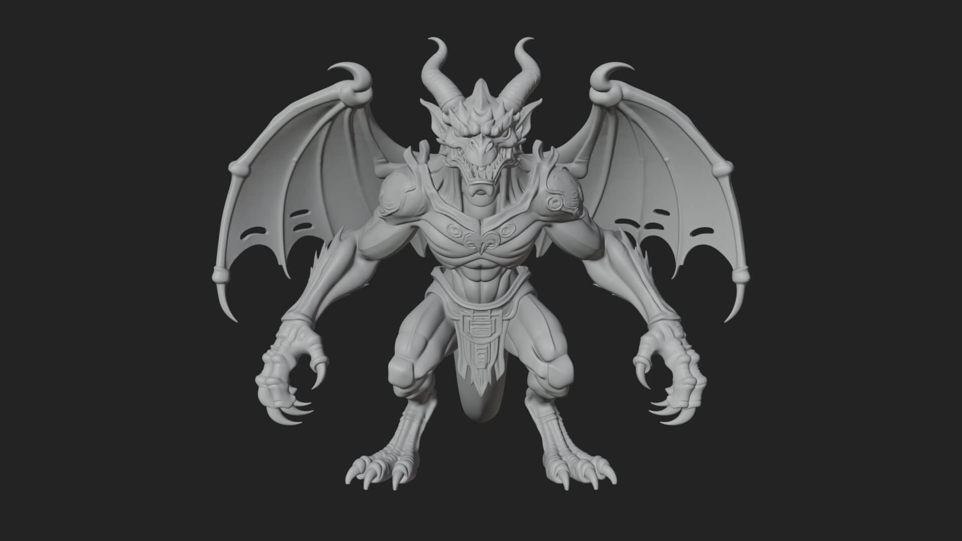 Winged Dragon Demon Statue Design 32 3D Print Model 3D Model