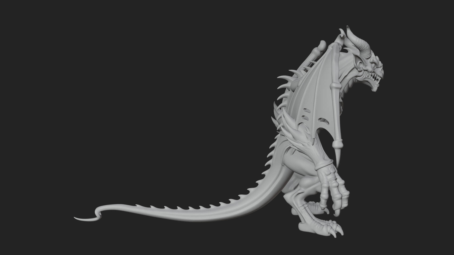 Winged Dragon Demon Statue Design 32 3D Print Model 3D Model