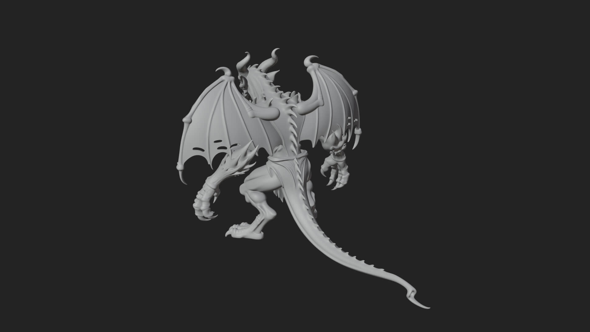 Winged Dragon Demon Statue Design 32 3D Print Model 3D Model