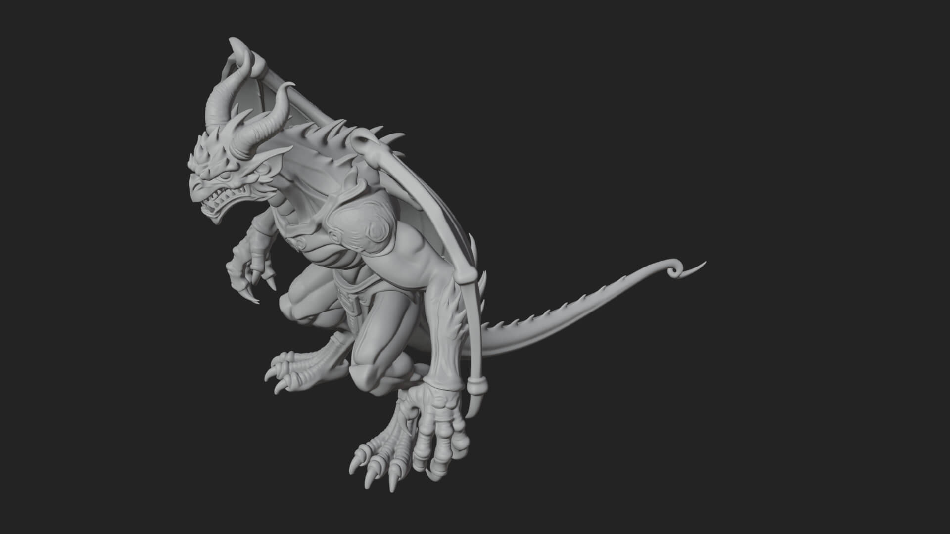 Winged Dragon Demon Statue Design 32 3D Print Model 3D Model