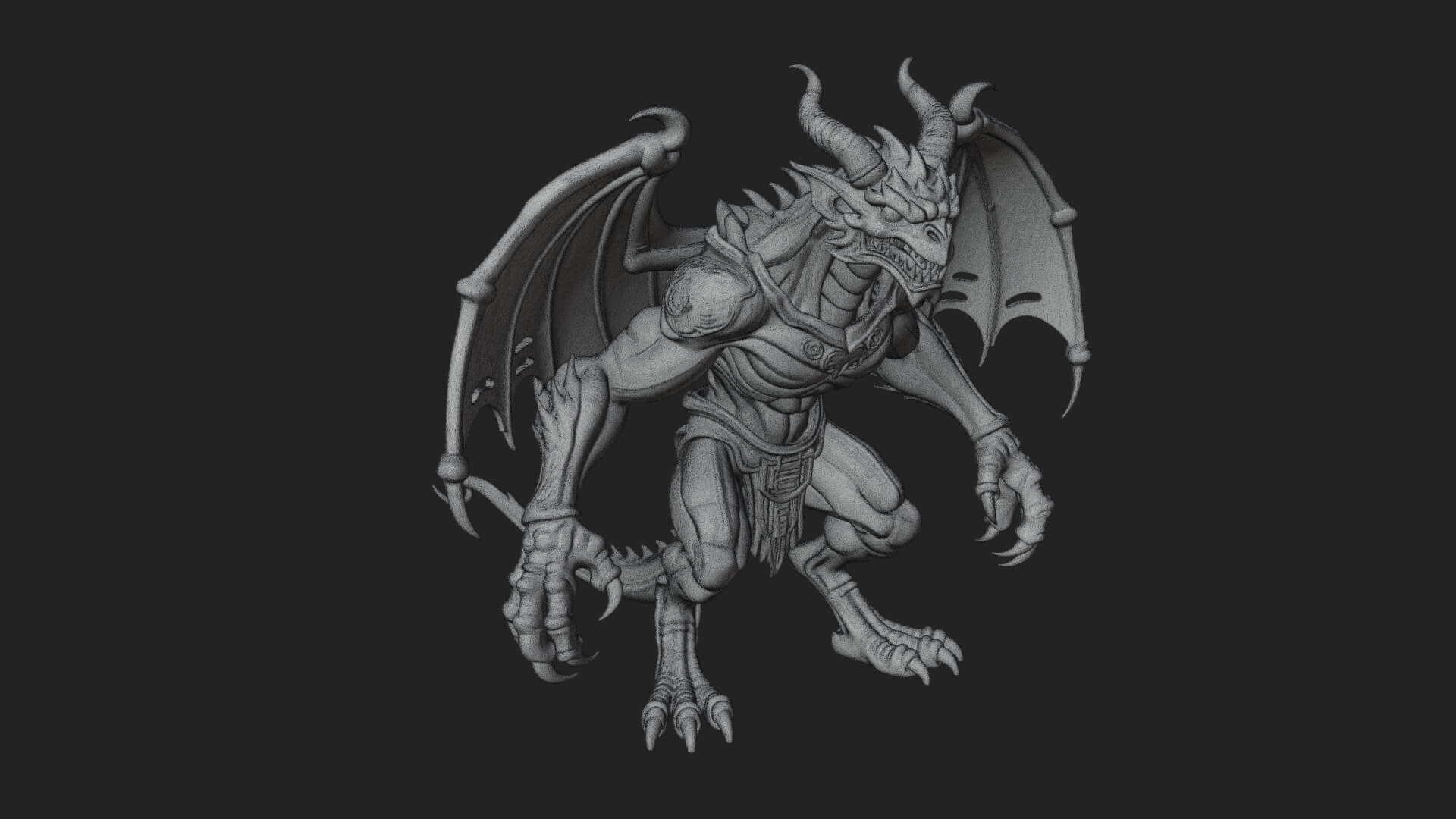 Winged Dragon Demon Statue Design 32 3D Print Model 3D Model