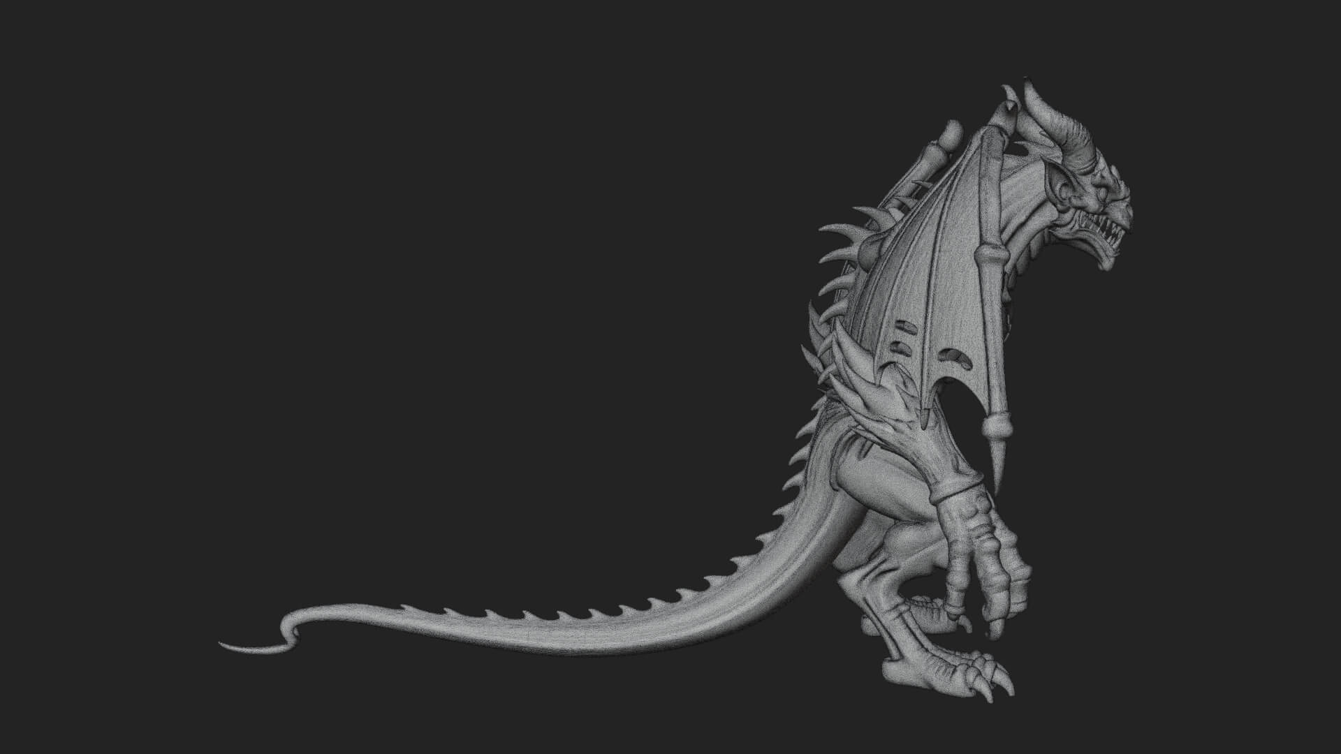 Winged Dragon Demon Statue Design 32 3D Print Model 3D Model