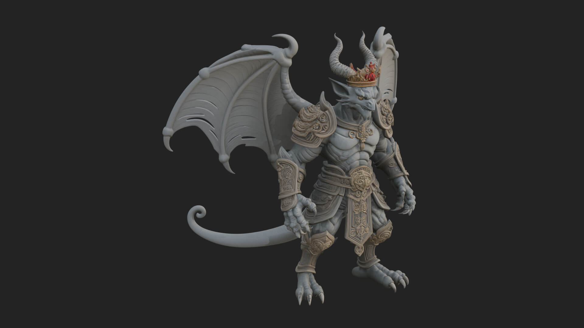 Winged Dragon Demon Statue Design 33 3D Print Model 3D Model