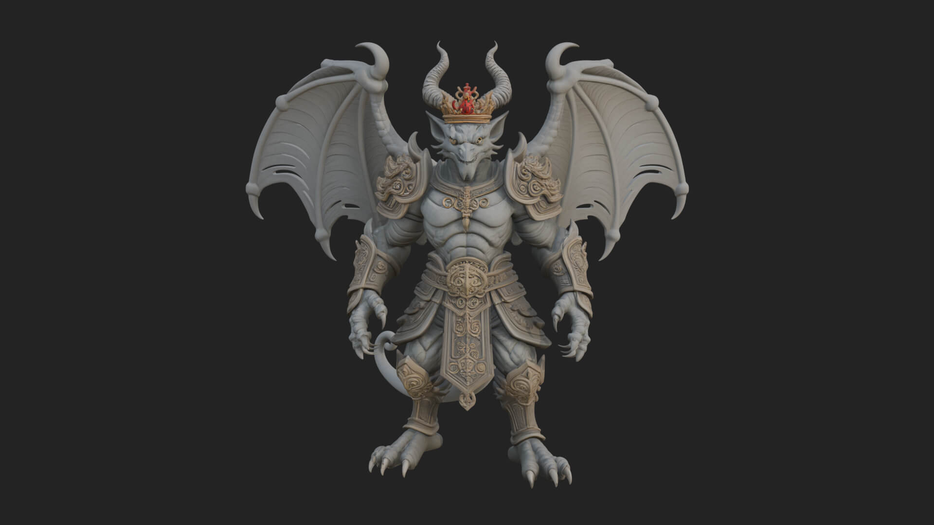 Winged Dragon Demon Statue Design 33 3D Print Model 3D Model