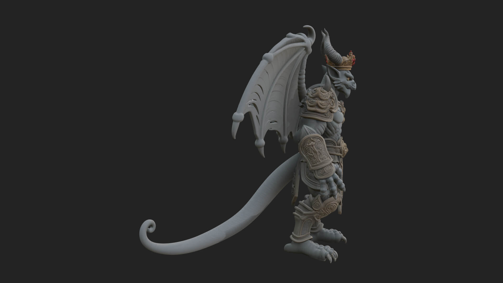 Winged Dragon Demon Statue Design 33 3D Print Model 3D Model