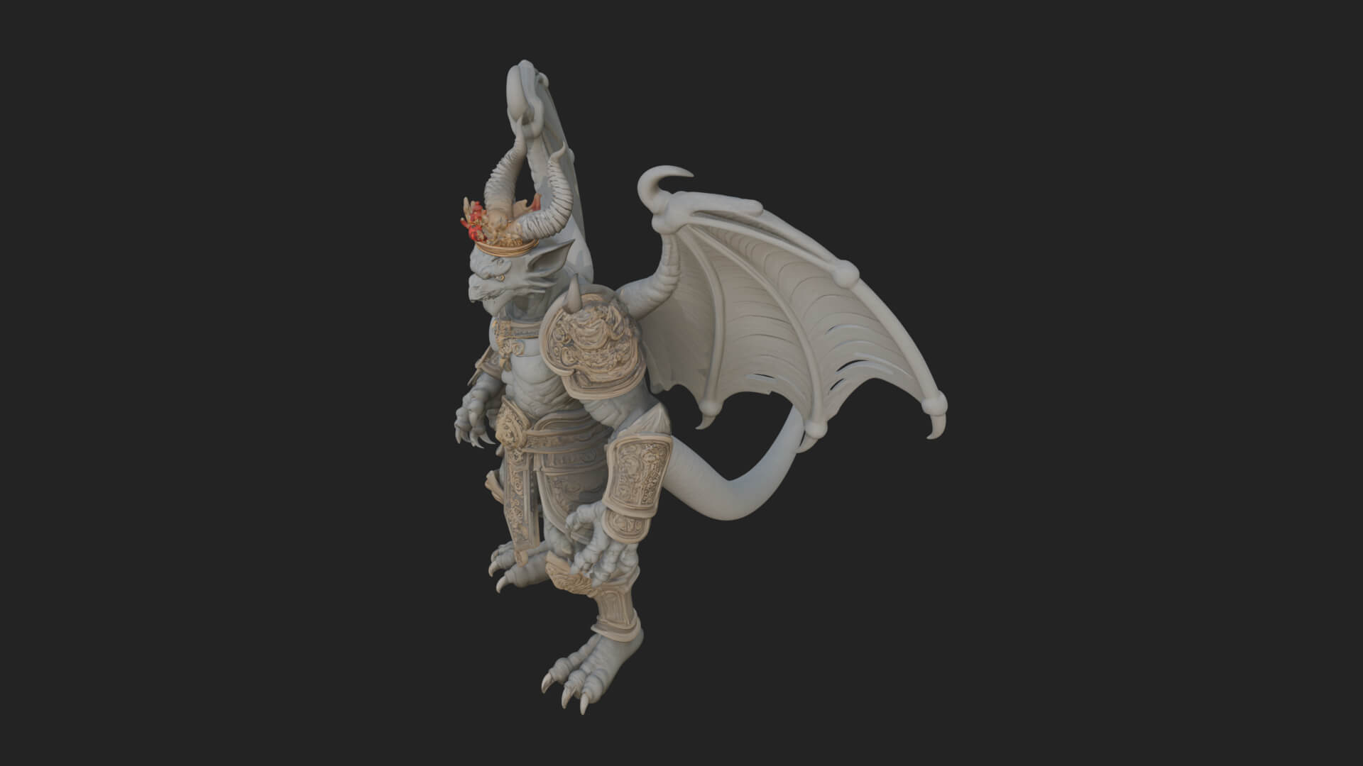 Winged Dragon Demon Statue Design 33 3D Print Model 3D Model