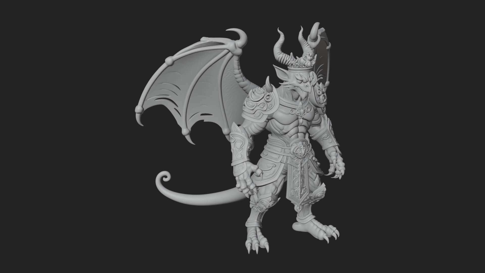 Winged Dragon Demon Statue Design 33 3D Print Model 3D Model