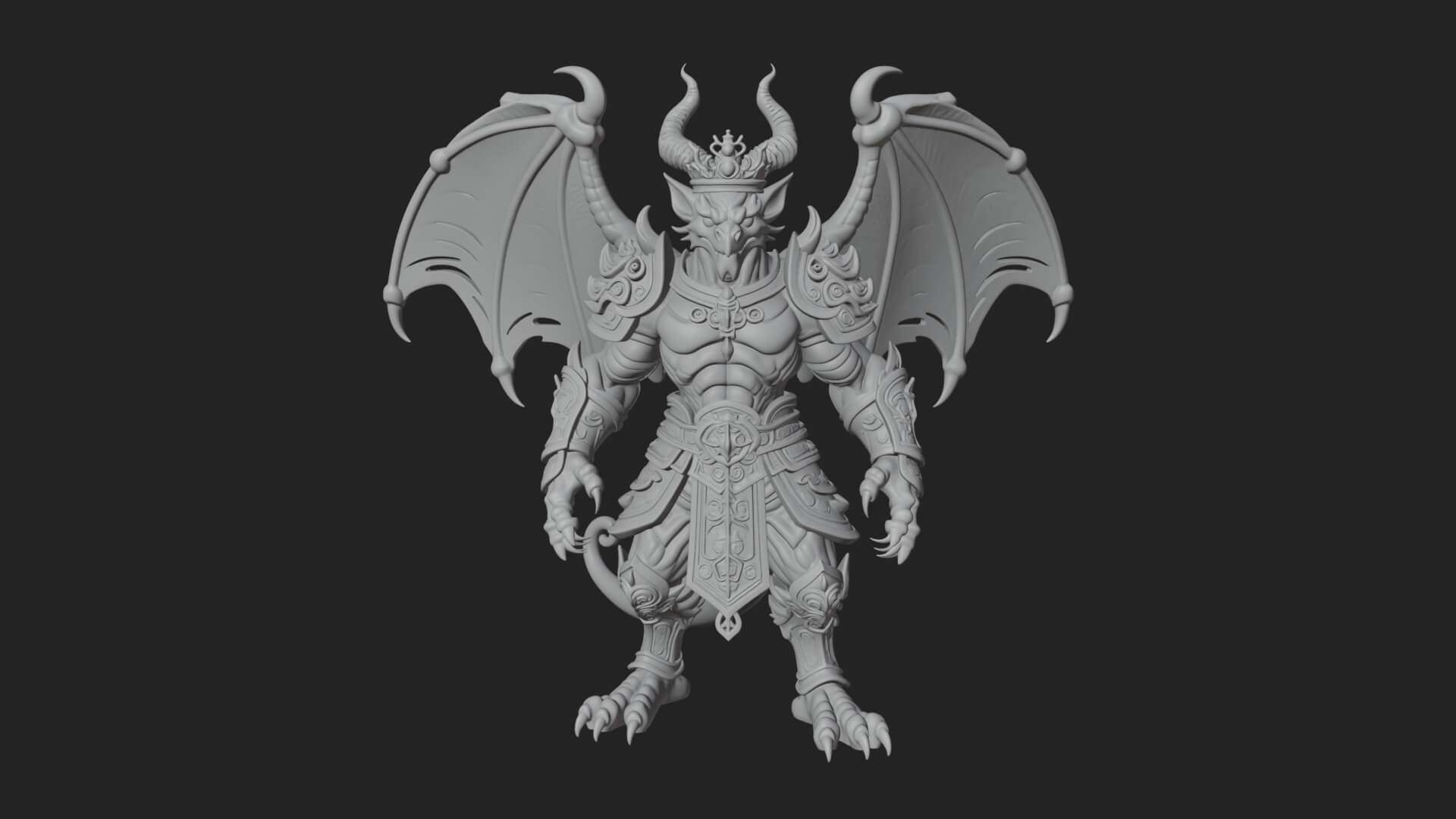 Winged Dragon Demon Statue Design 33 3D Print Model 3D Model