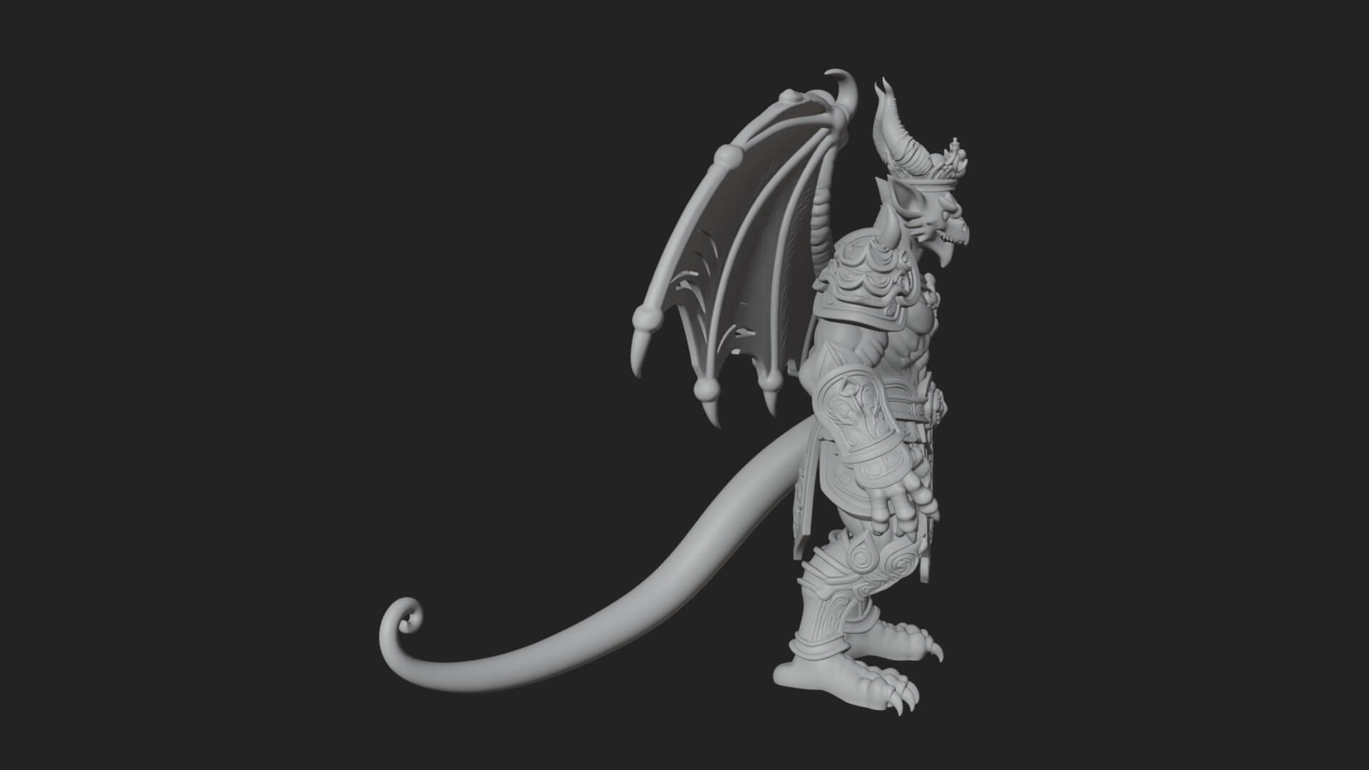 Winged Dragon Demon Statue Design 33 3D Print Model 3D Model
