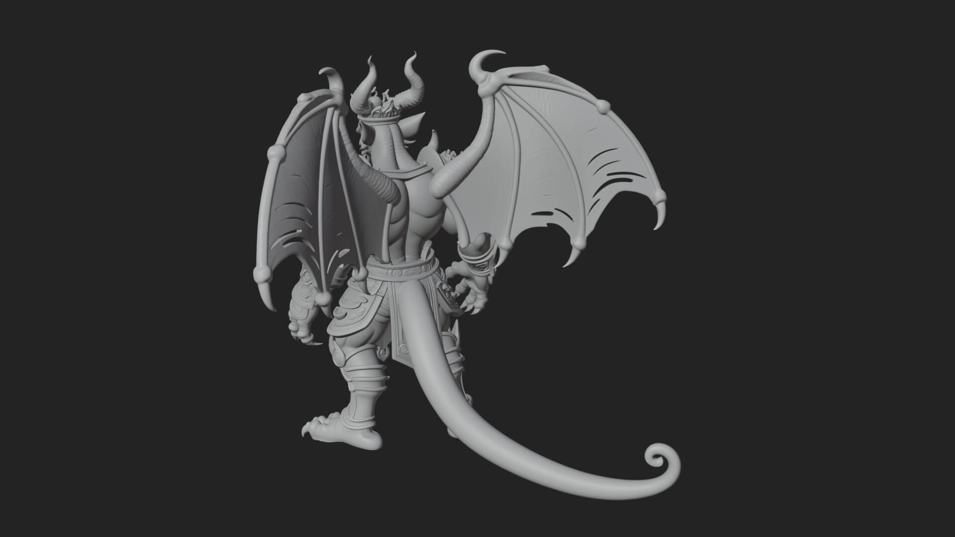 Winged Dragon Demon Statue Design 33 3D Print Model 3D Model