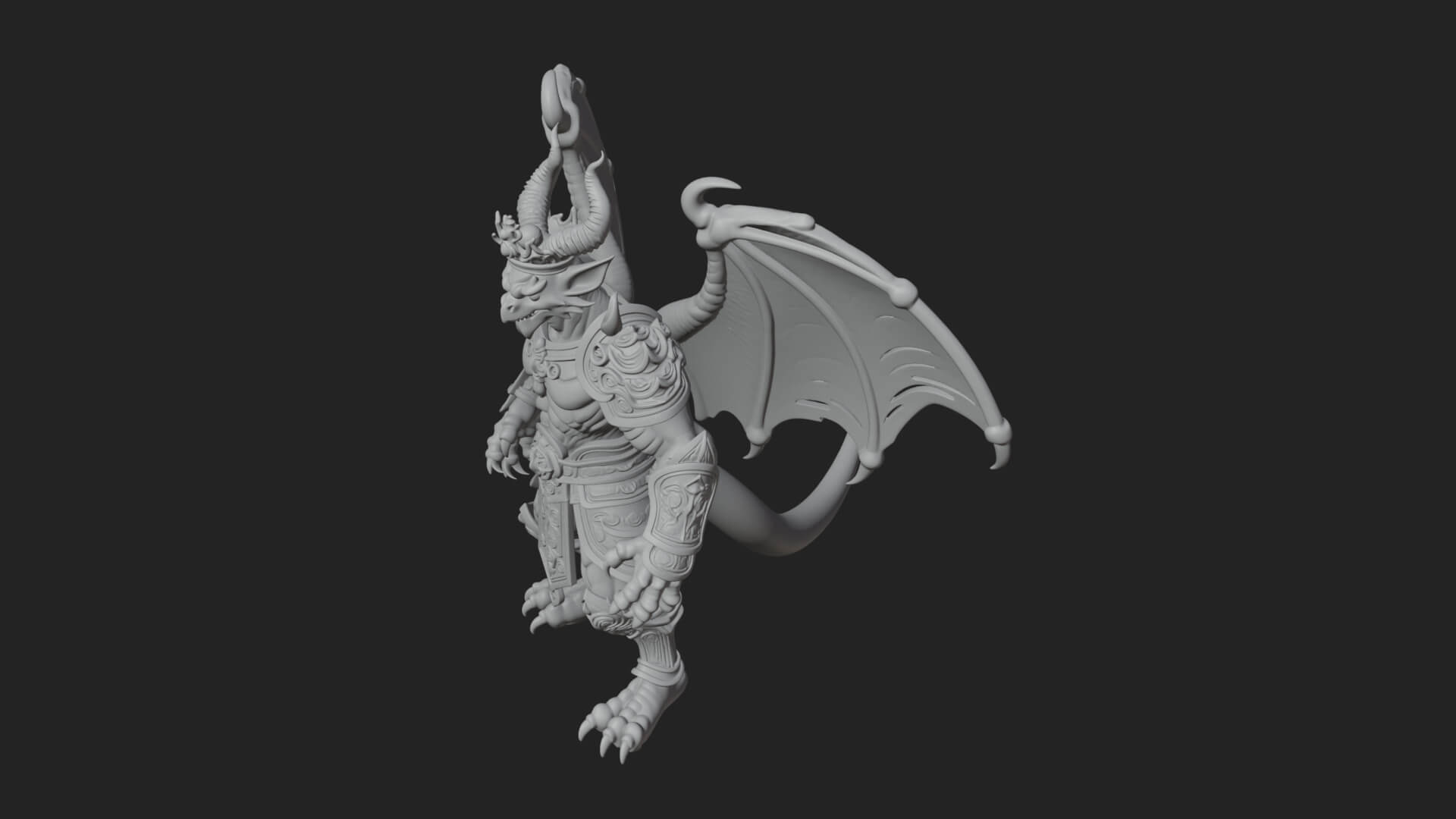 Winged Dragon Demon Statue Design 33 3D Print Model 3D Model