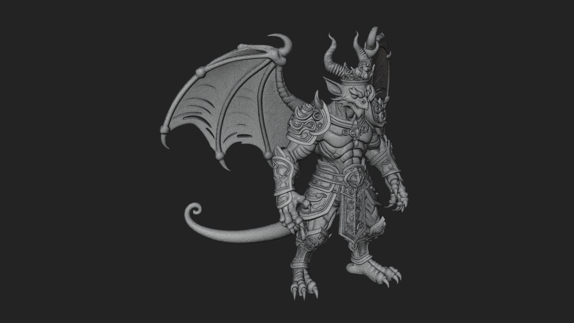 Winged Dragon Demon Statue Design 33 3D Print Model 3D Model