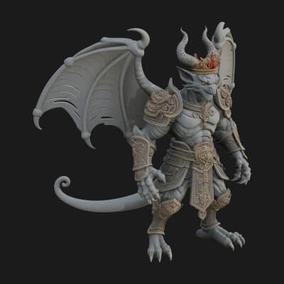 Winged Dragon Demon Statue Design 33 3D Print Model