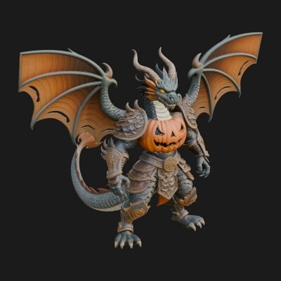 Winged Dragon Demon Statue Design 9 3D Print Model