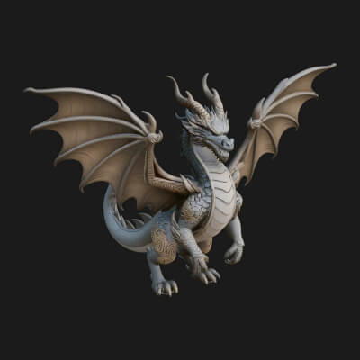 Winged Dragon Statue Design 1 3D Print Model