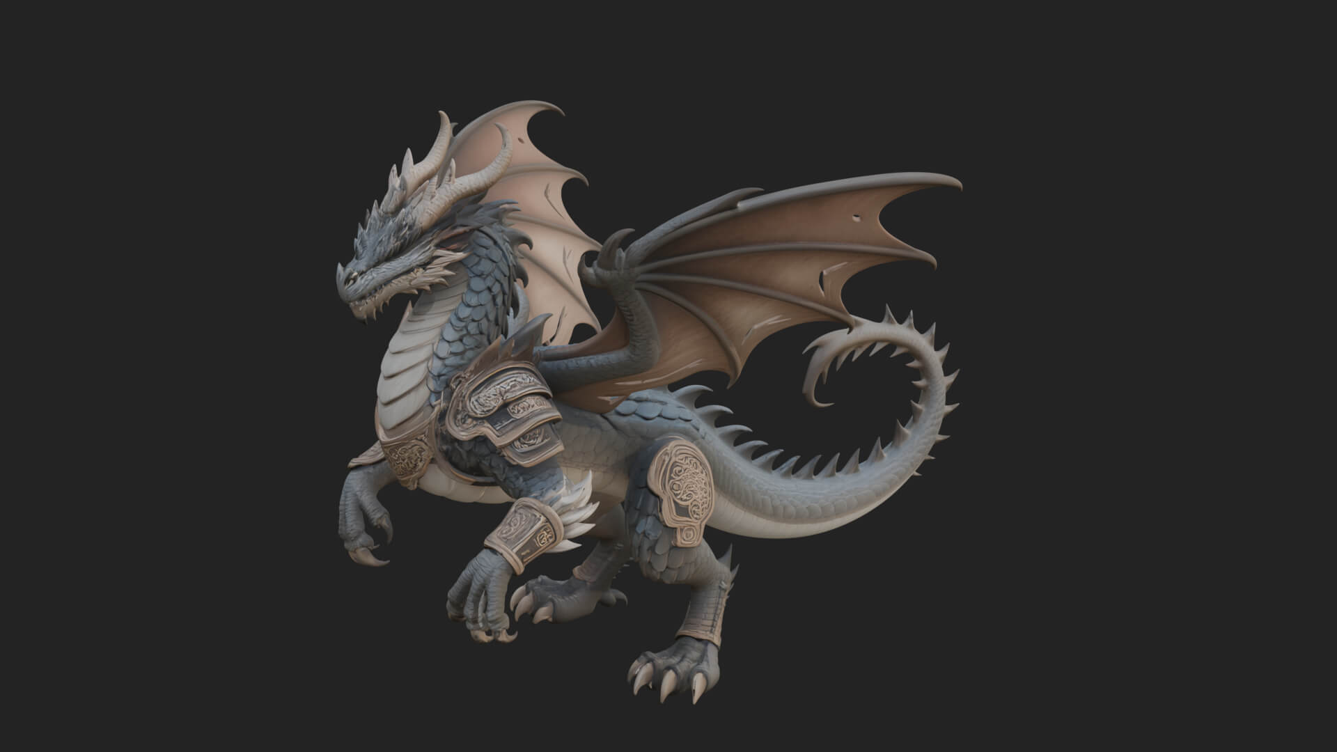 Winged Dragon Statue Design 11 3D Print Model 3D Model