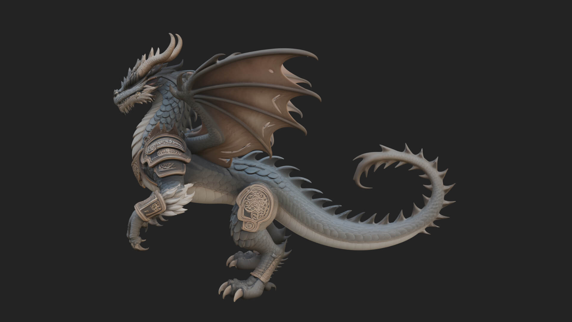 Winged Dragon Statue Design 11 3D Print Model 3D Model