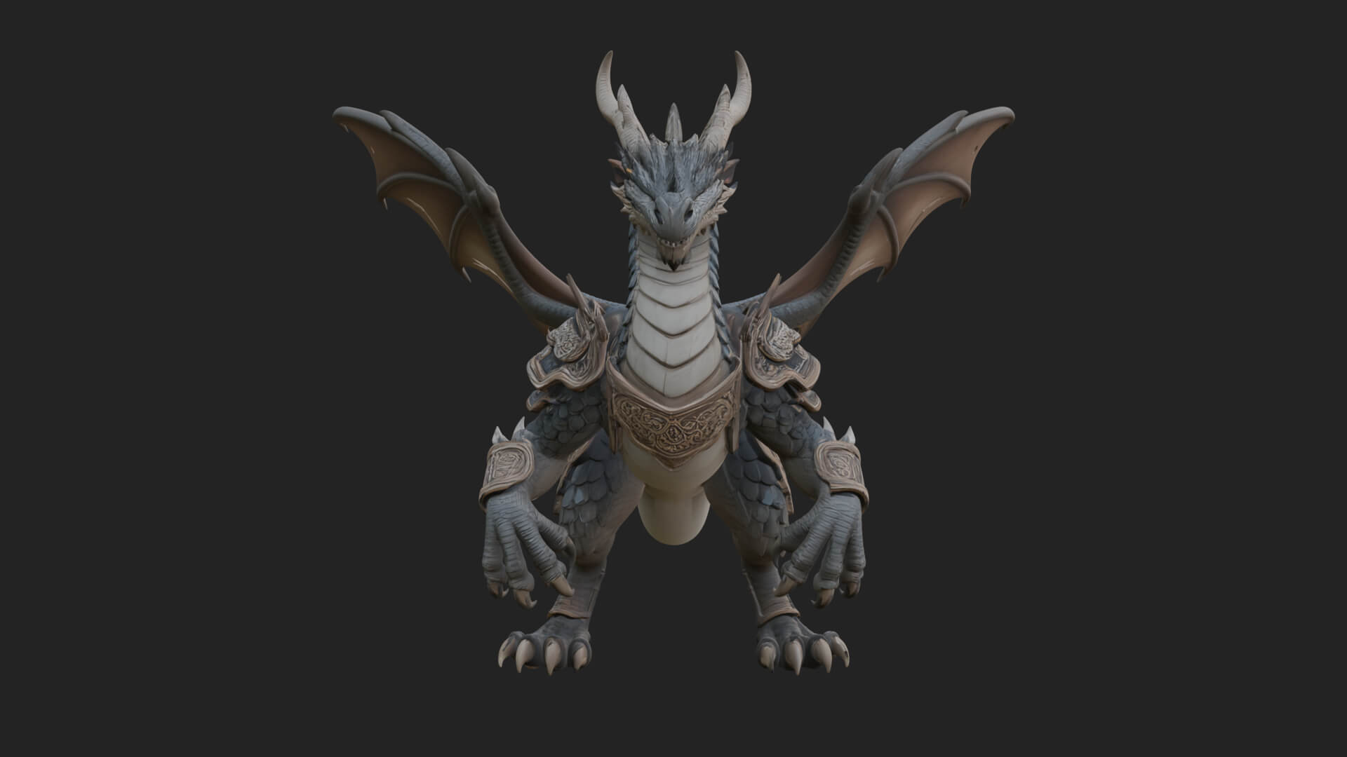 Winged Dragon Statue Design 11 3D Print Model 3D Model