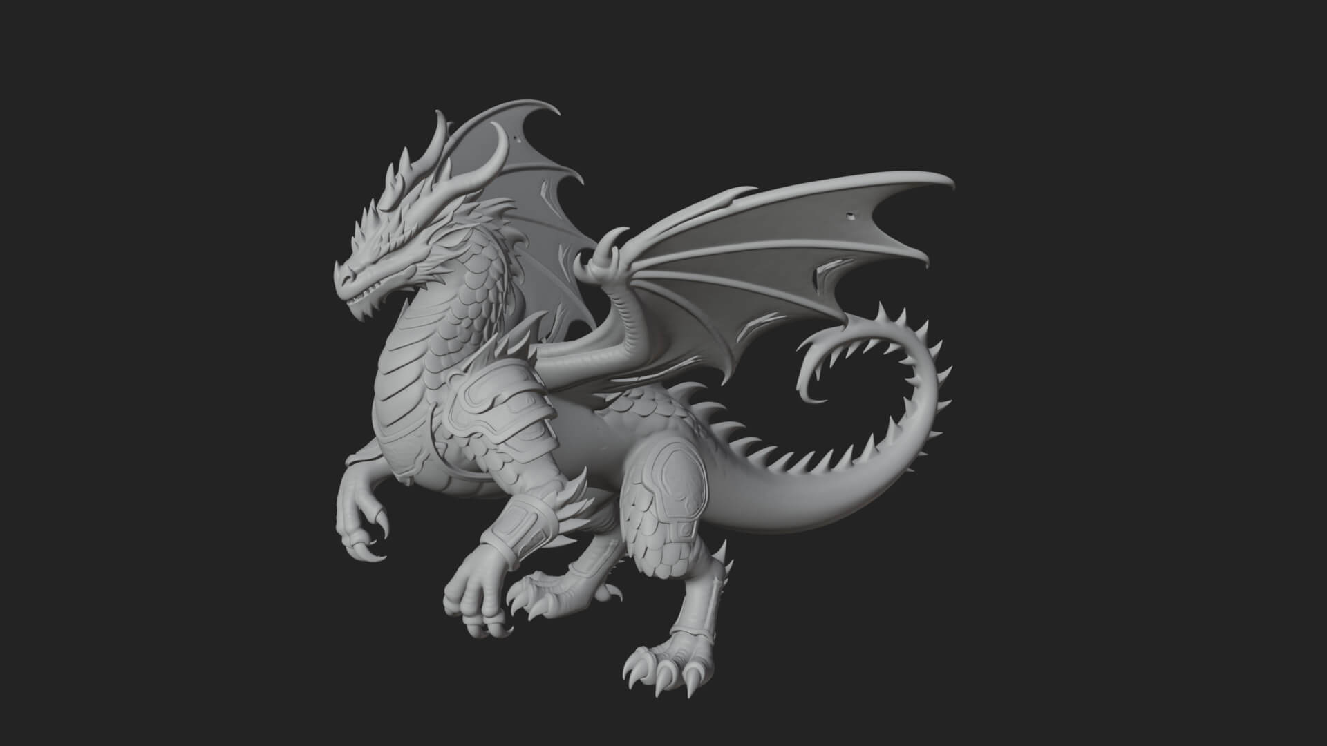 Winged Dragon Statue Design 11 3D Print Model 3D Model