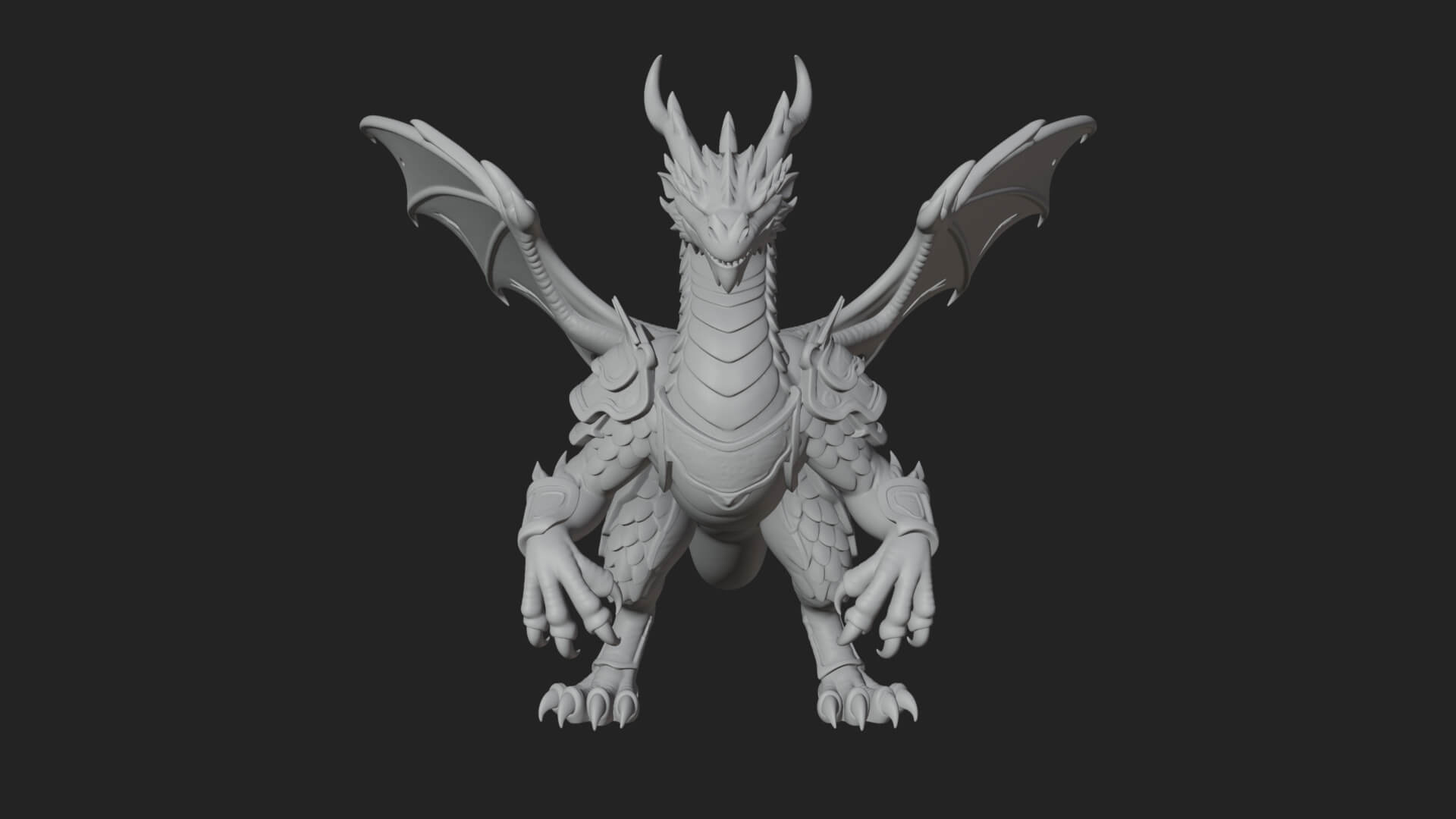 Winged Dragon Statue Design 11 3D Print Model 3D Model