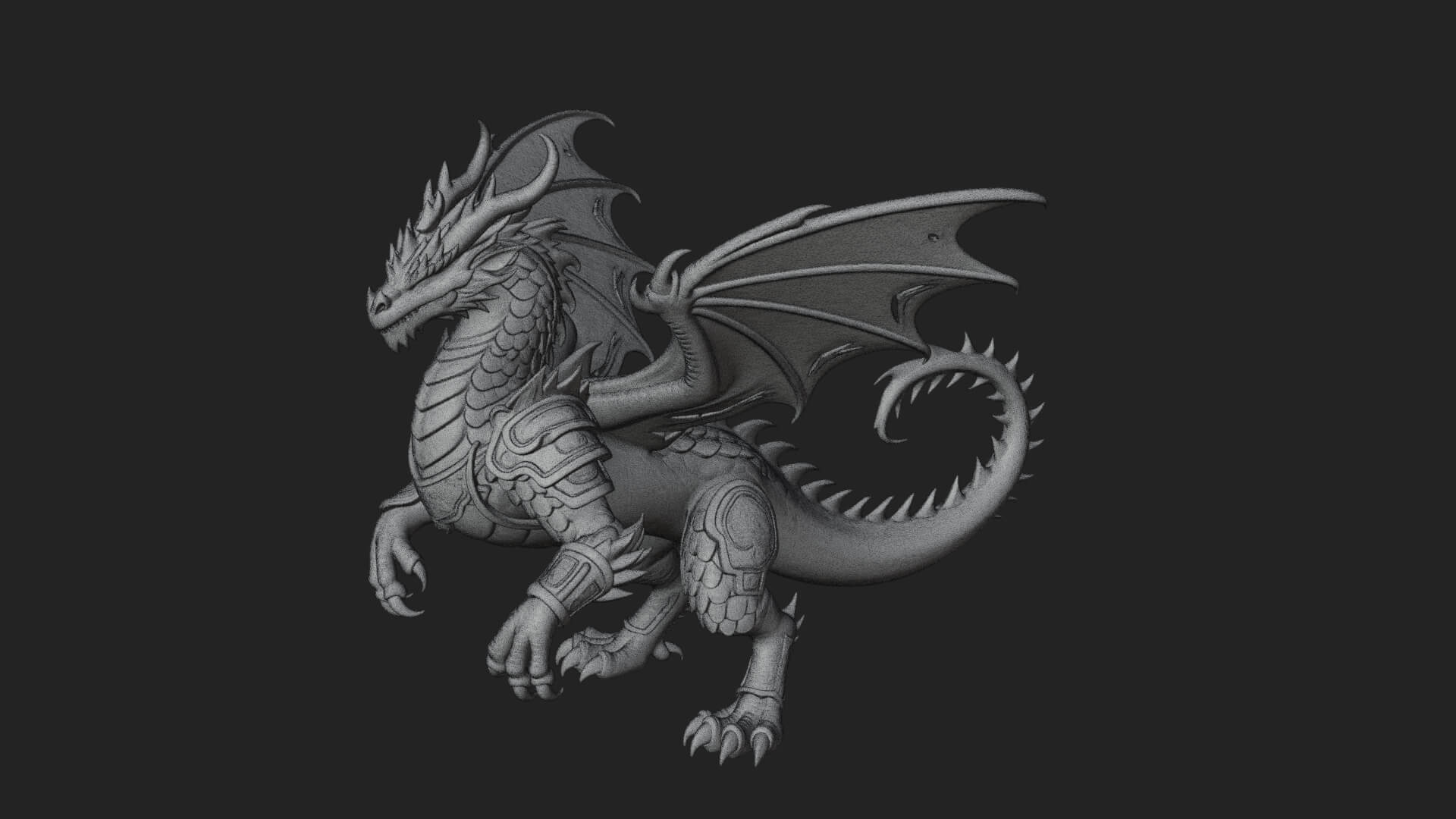 Winged Dragon Statue Design 11 3D Print Model 3D Model