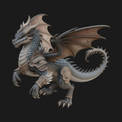 Winged Dragon Statue Design 11 3D Print Model