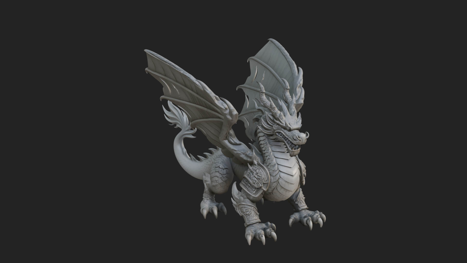 Winged Dragon Statue Design 12 3D Print Model 3D Model
