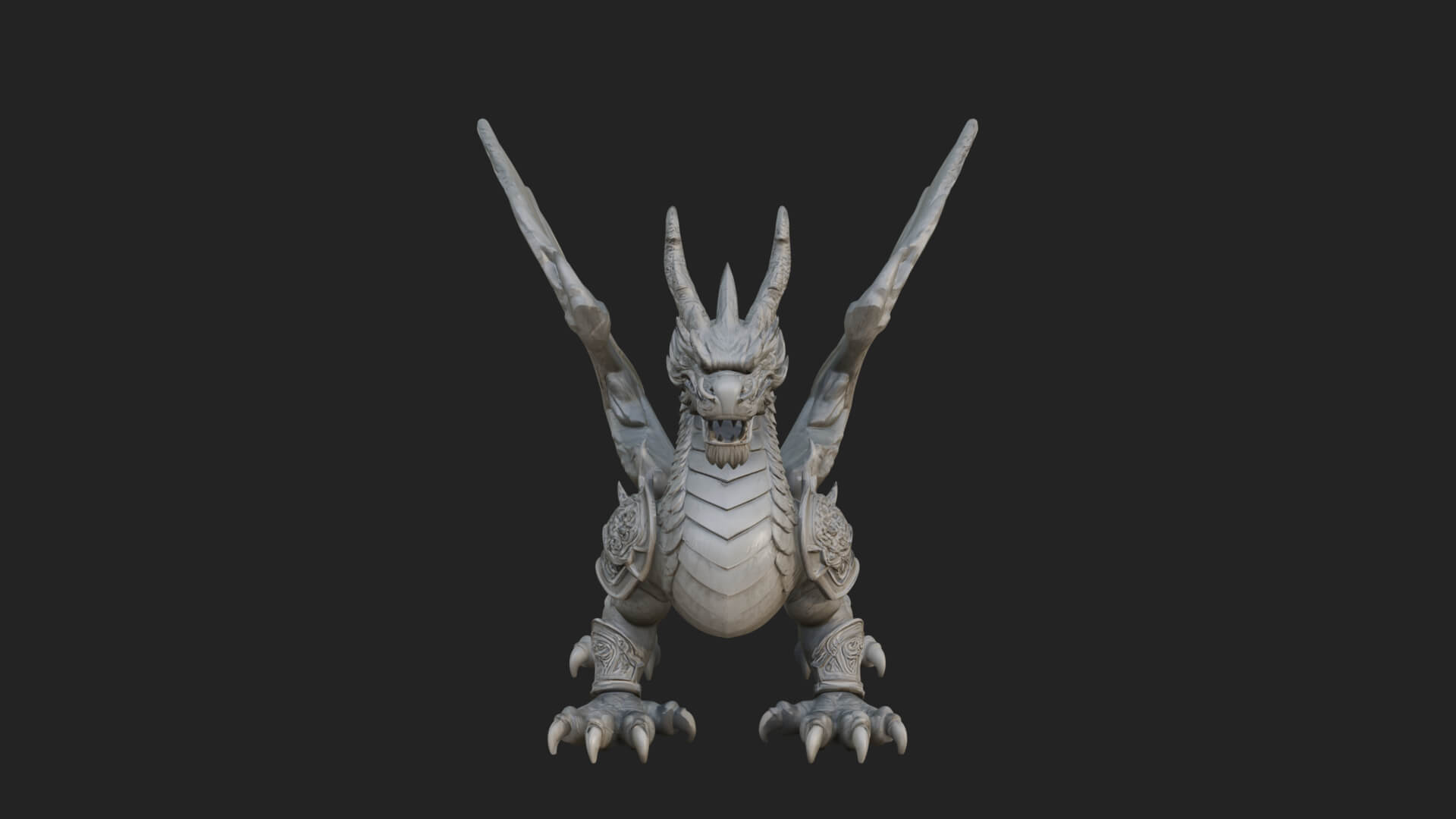 Winged Dragon Statue Design 12 3D Print Model 3D Model