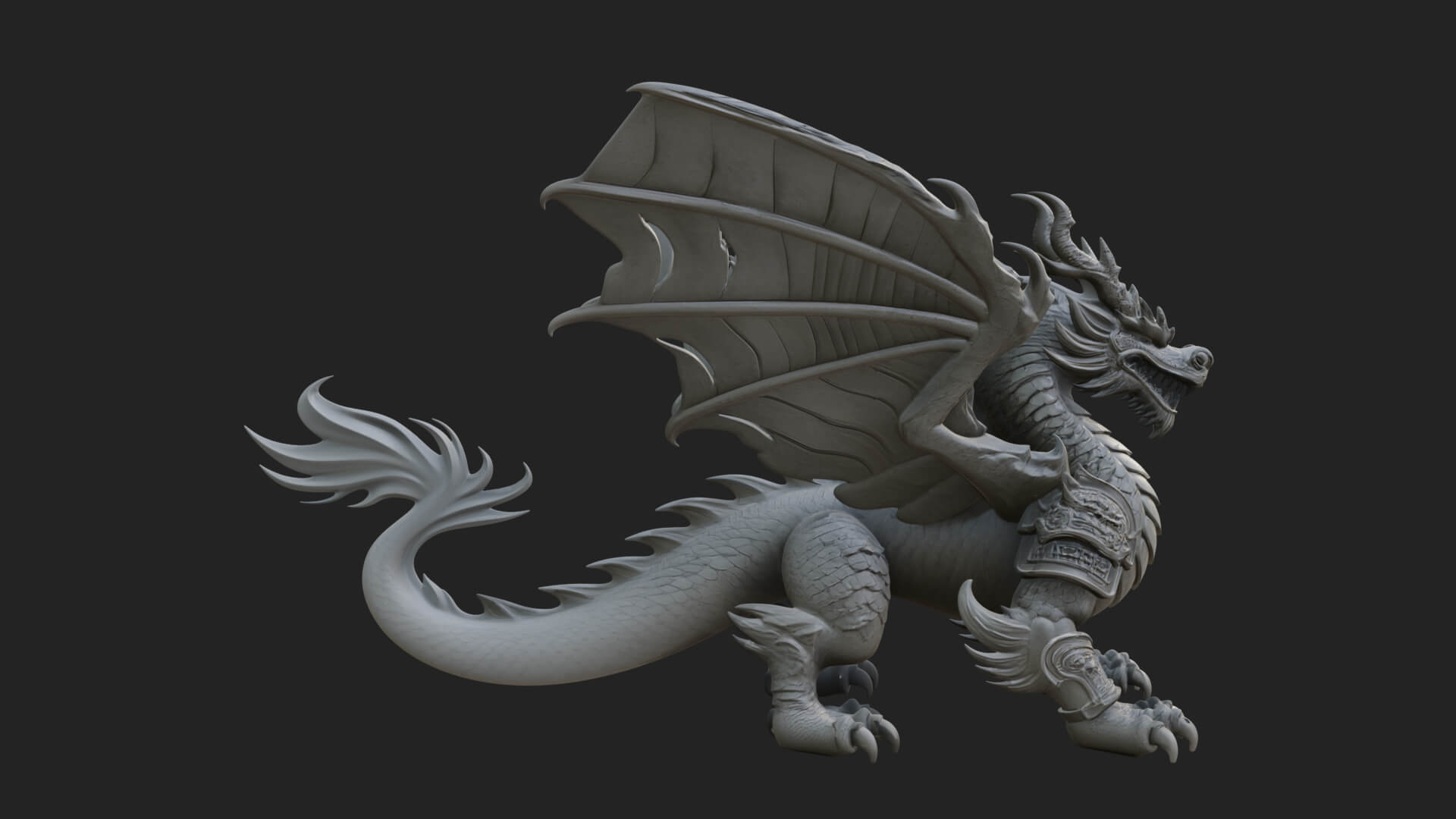 Winged Dragon Statue Design 12 3D Print Model 3D Model
