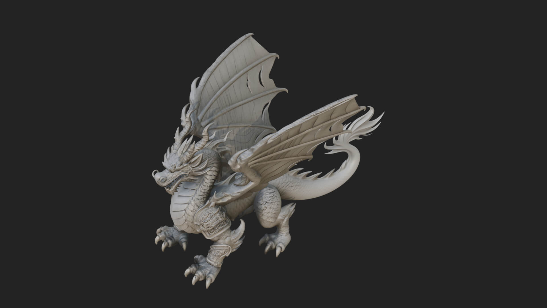 Winged Dragon Statue Design 12 3D Print Model 3D Model