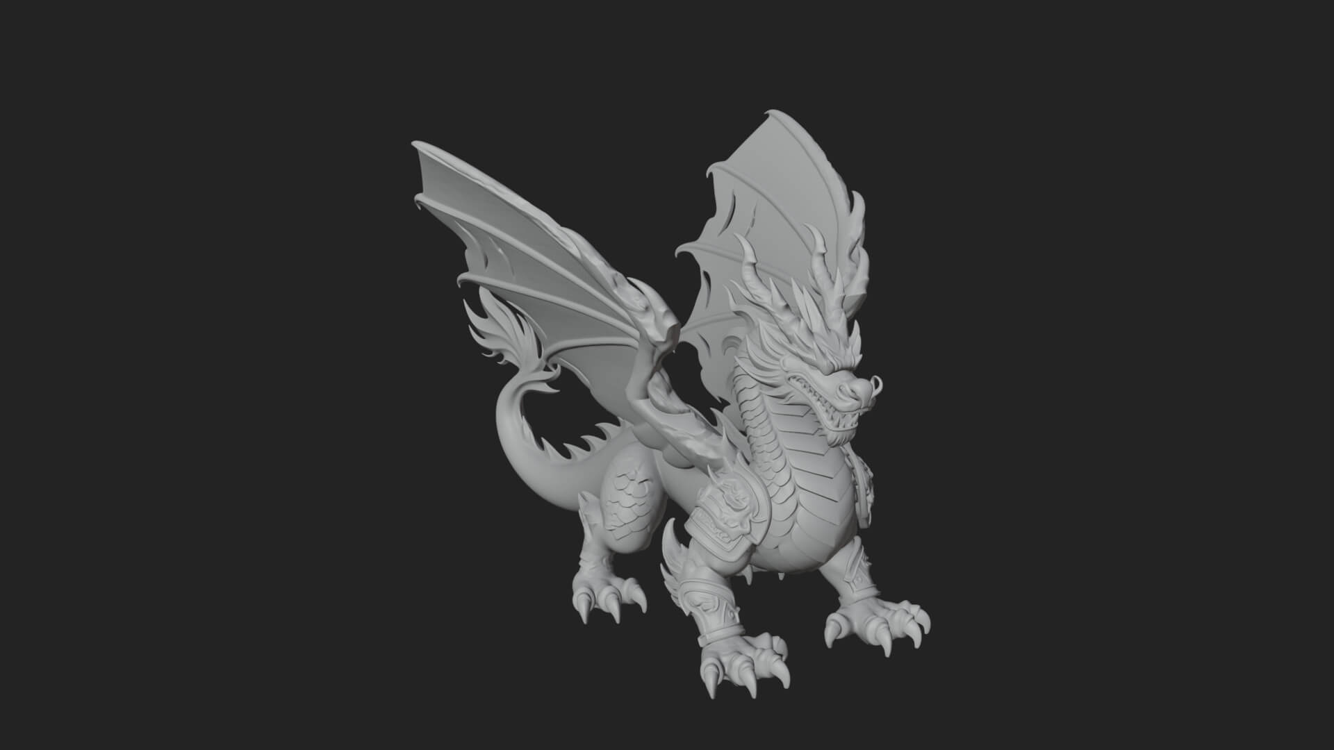 Winged Dragon Statue Design 12 3D Print Model 3D Model