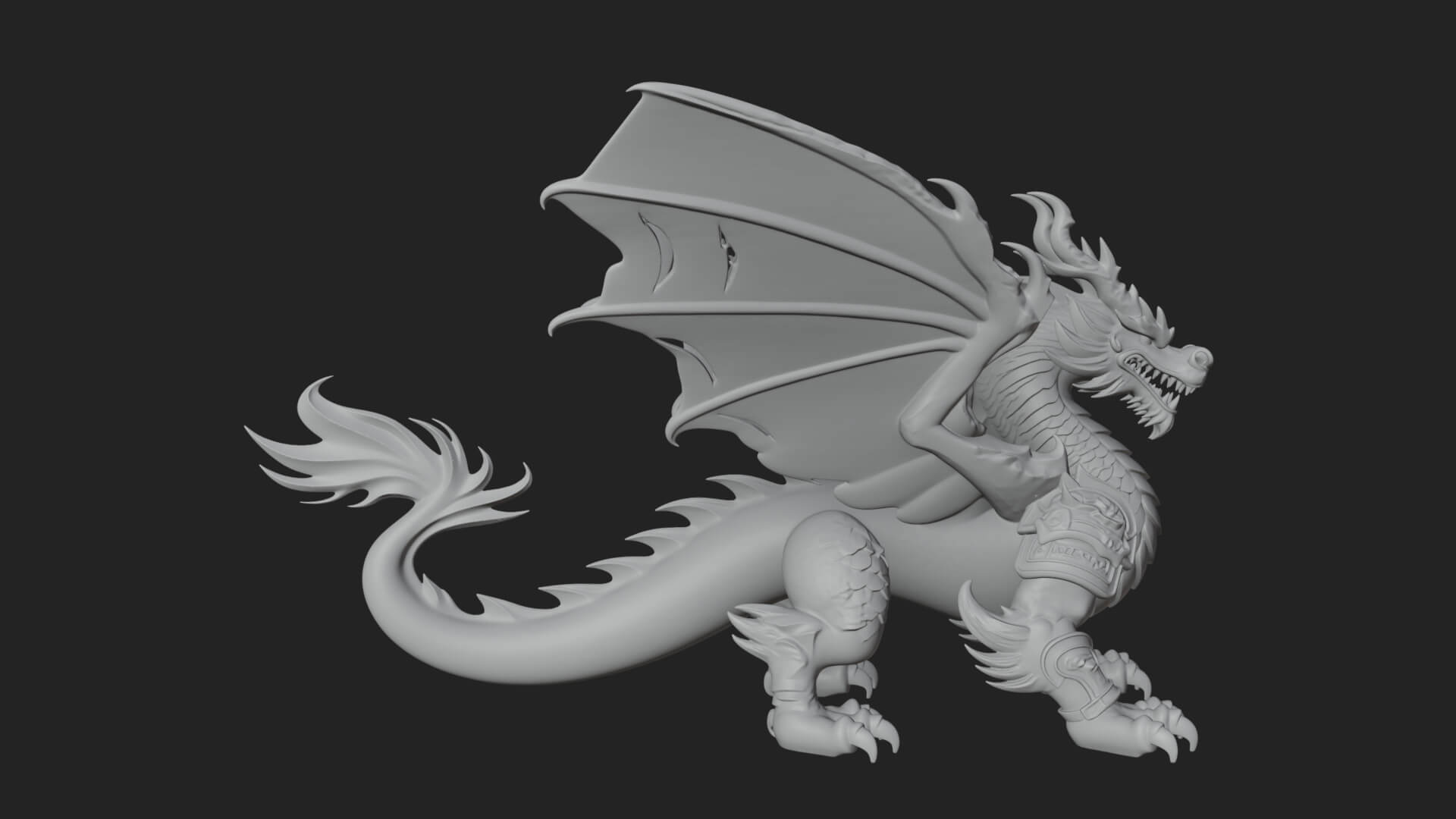 Winged Dragon Statue Design 12 3D Print Model 3D Model