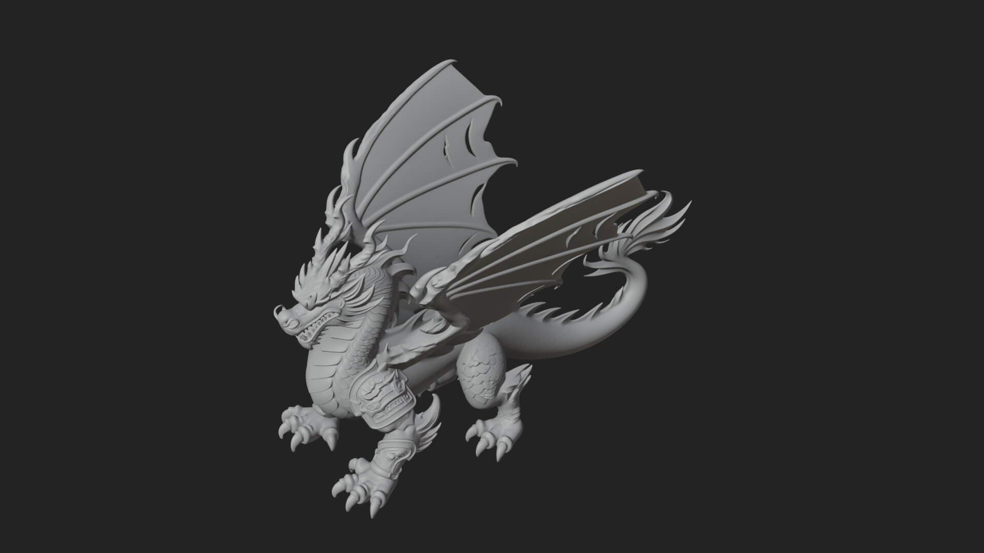 Winged Dragon Statue Design 12 3D Print Model 3D Model