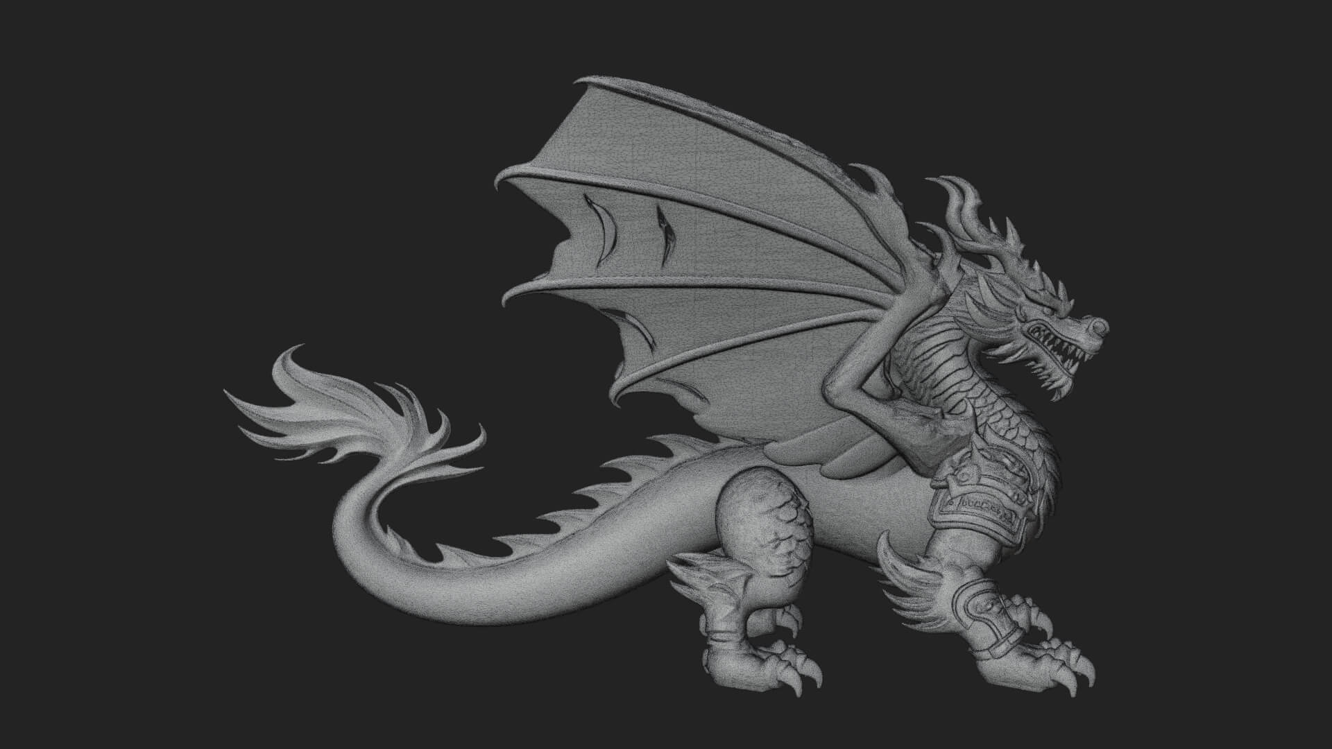 Winged Dragon Statue Design 12 3D Print Model 3D Model