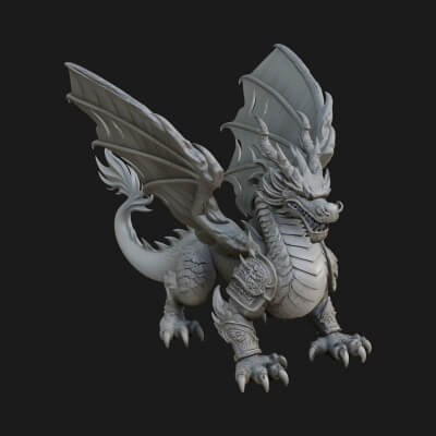 Winged Dragon Statue Design 12 3D Print Model