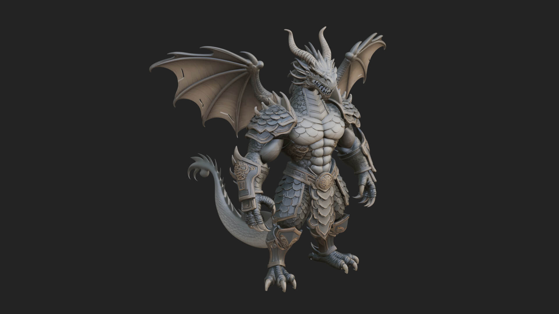 Winged Dragon Statue Design 13 3D Print Model 3D Model