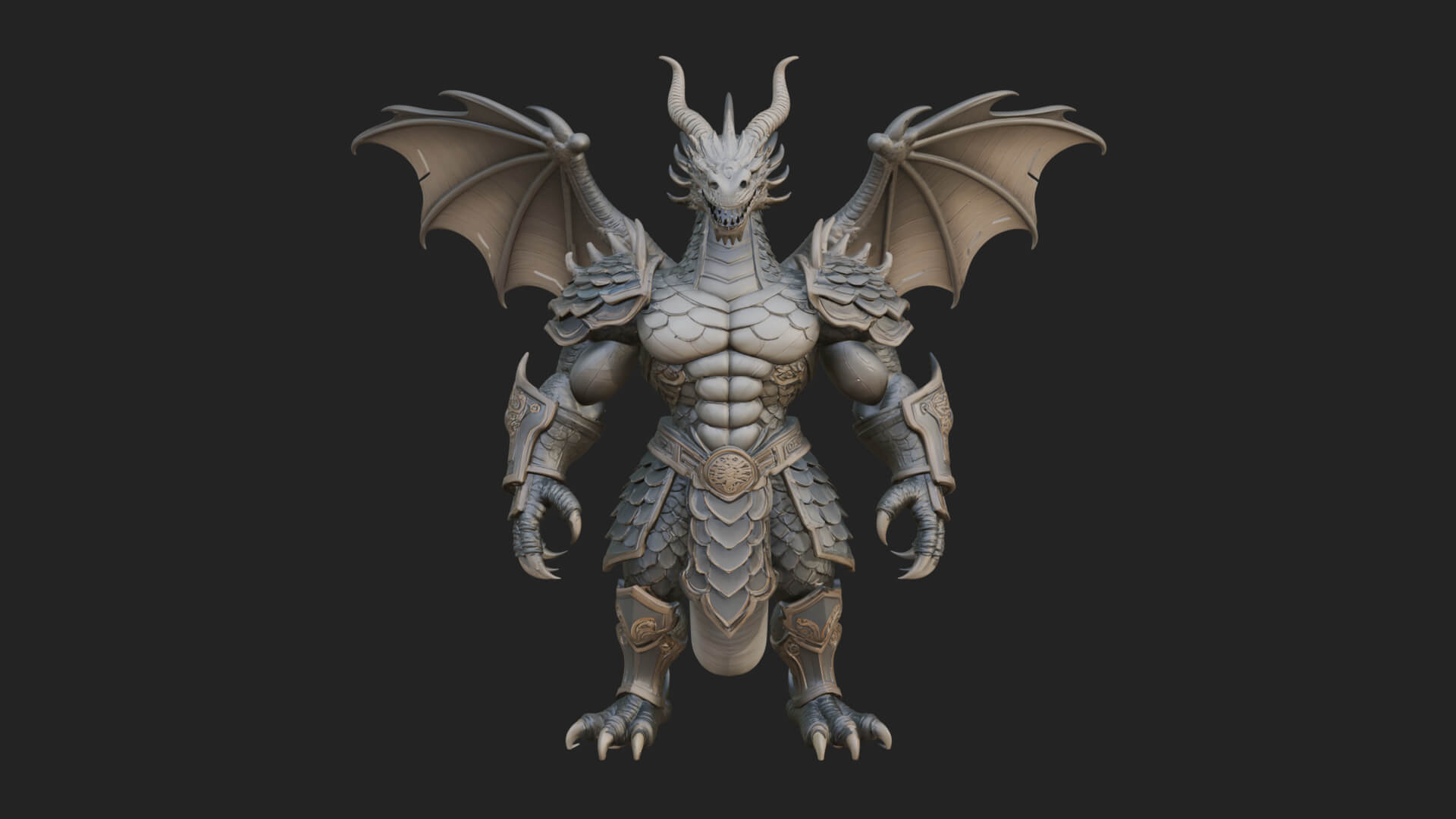 Winged Dragon Statue Design 13 3D Print Model 3D Model
