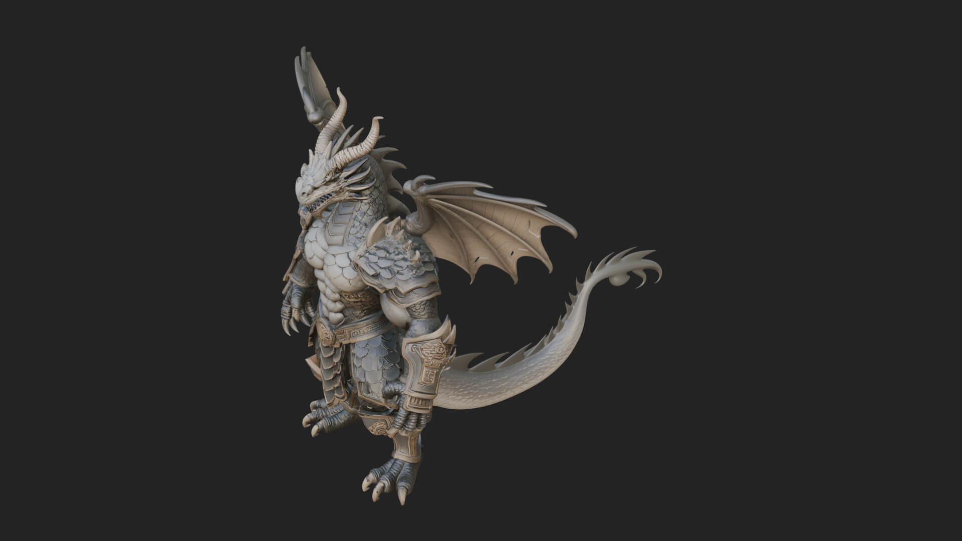 Winged Dragon Statue Design 13 3D Print Model 3D Model