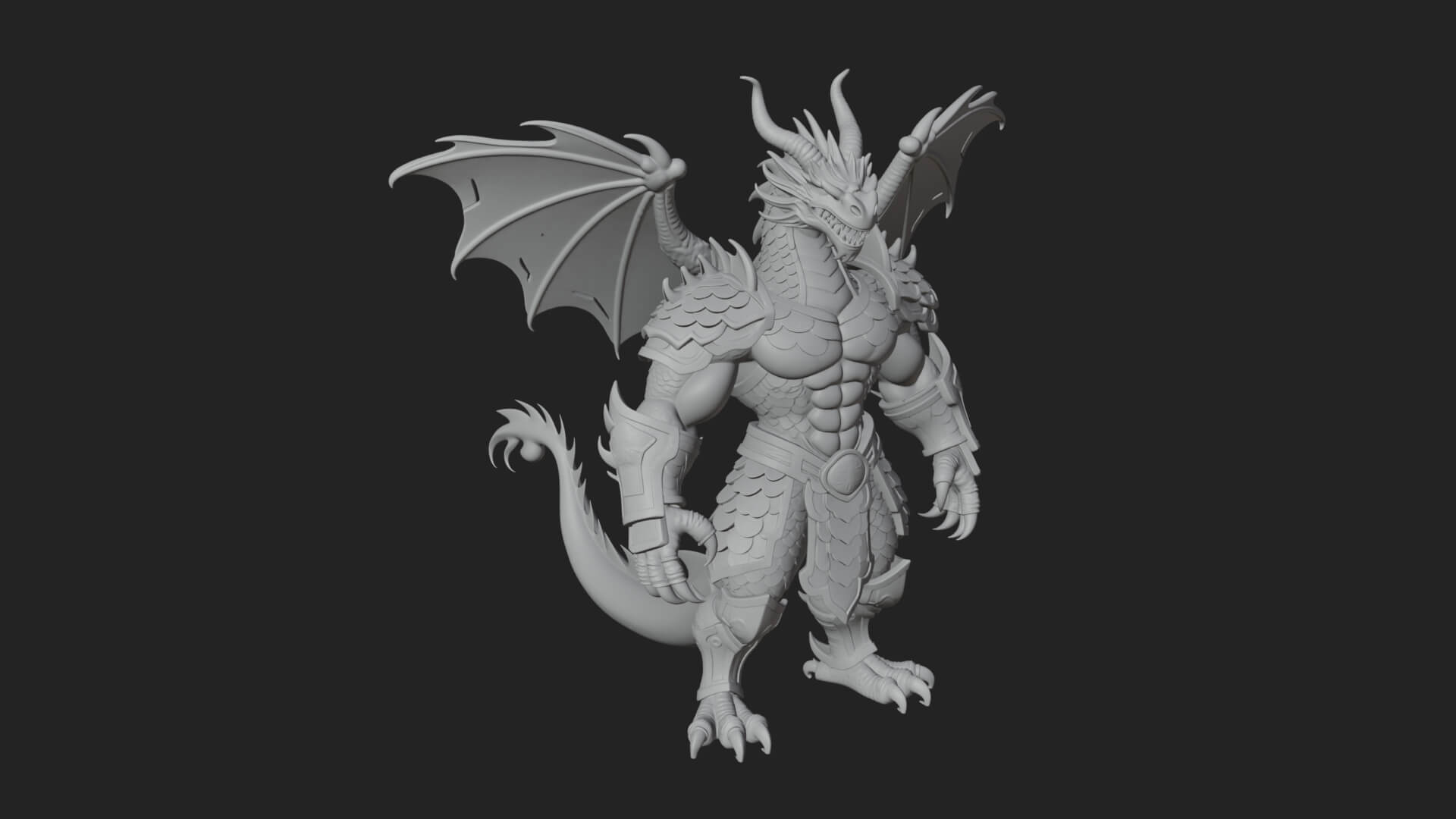 Winged Dragon Statue Design 13 3D Print Model 3D Model