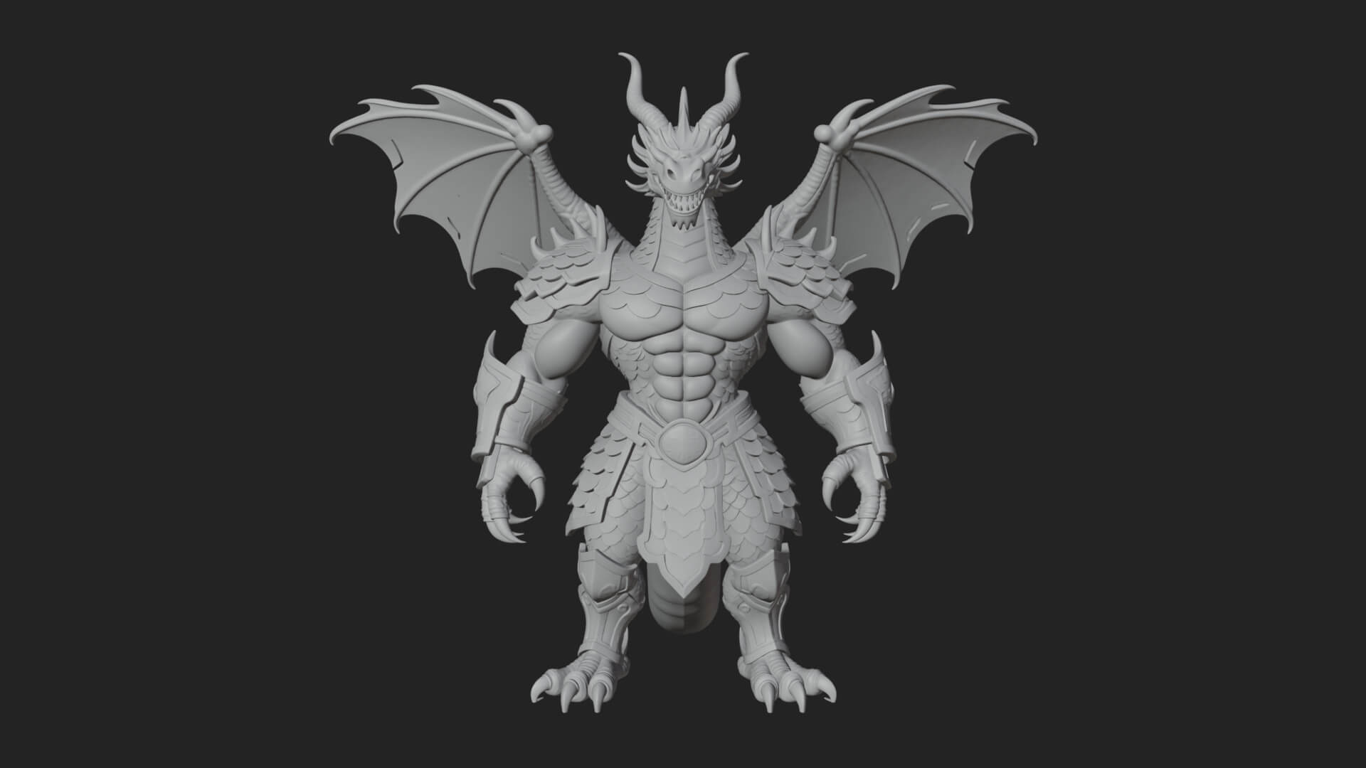 Winged Dragon Statue Design 13 3D Print Model 3D Model