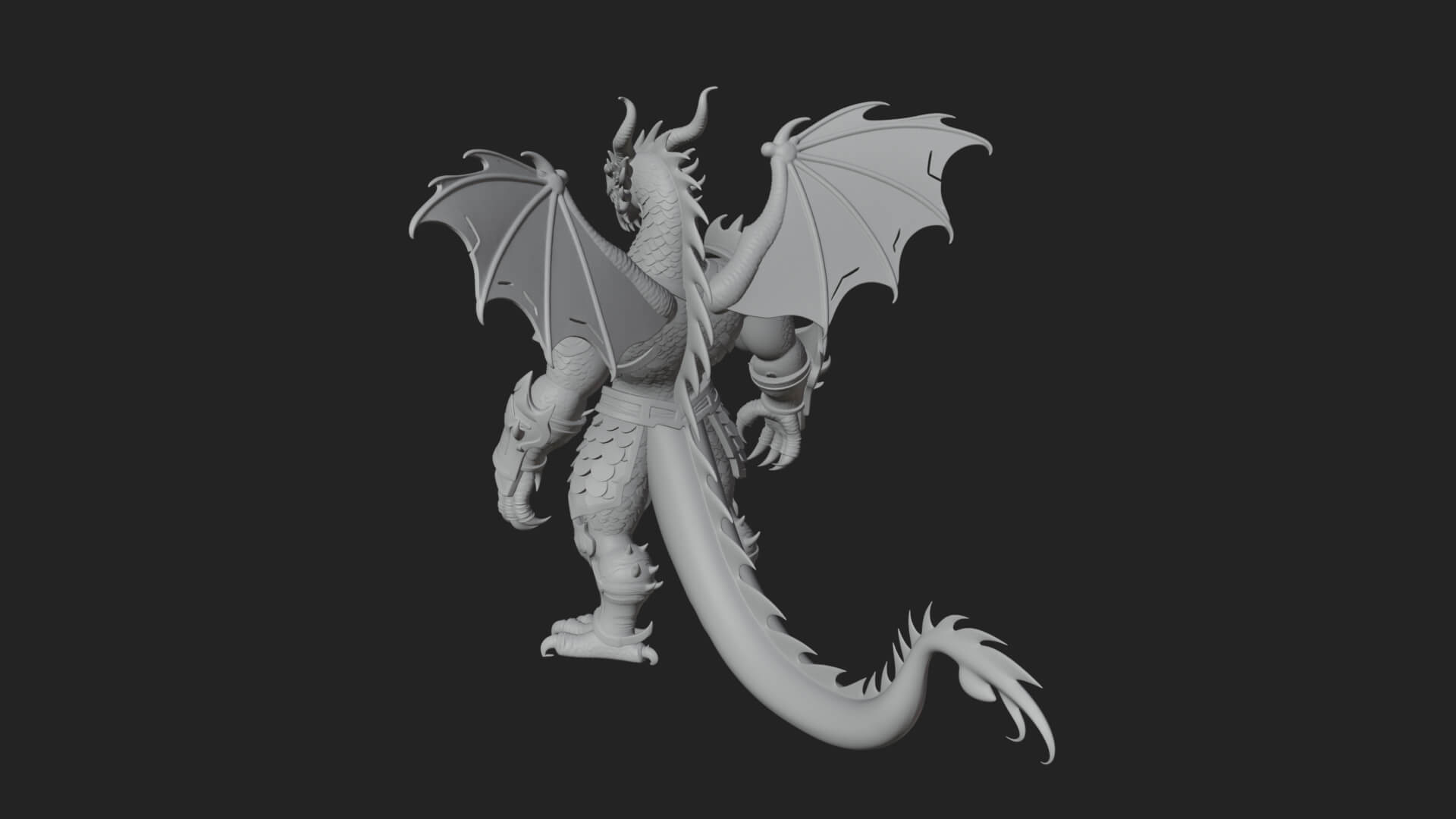 Winged Dragon Statue Design 13 3D Print Model 3D Model