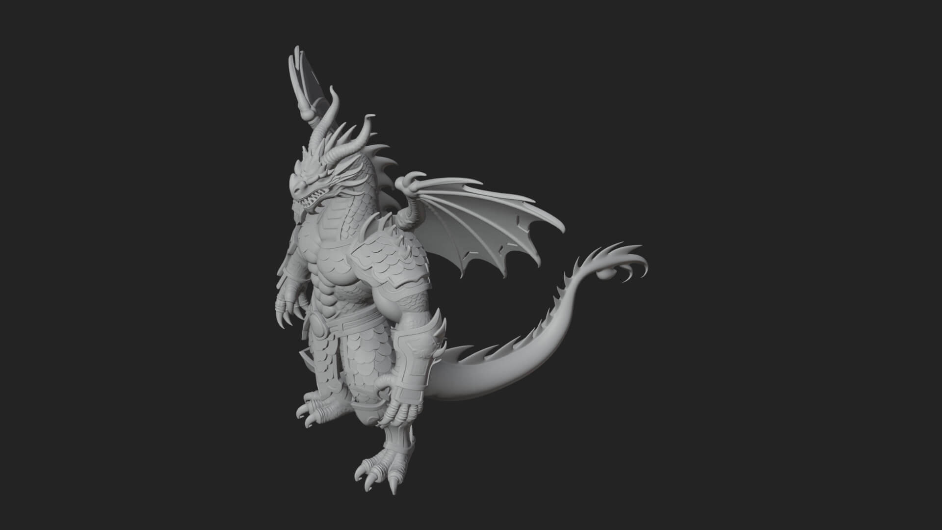 Winged Dragon Statue Design 13 3D Print Model 3D Model