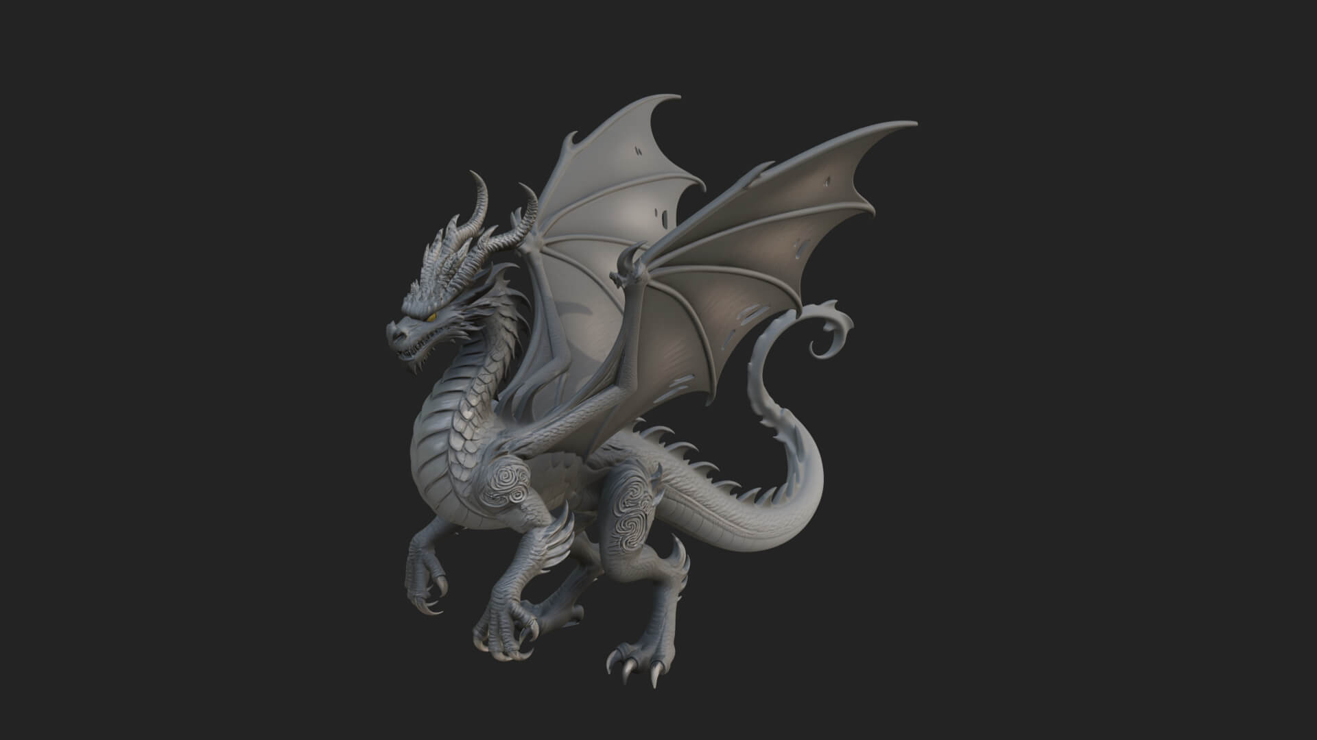 Winged Dragon Statue Design 14 3D Print Model 3D Model