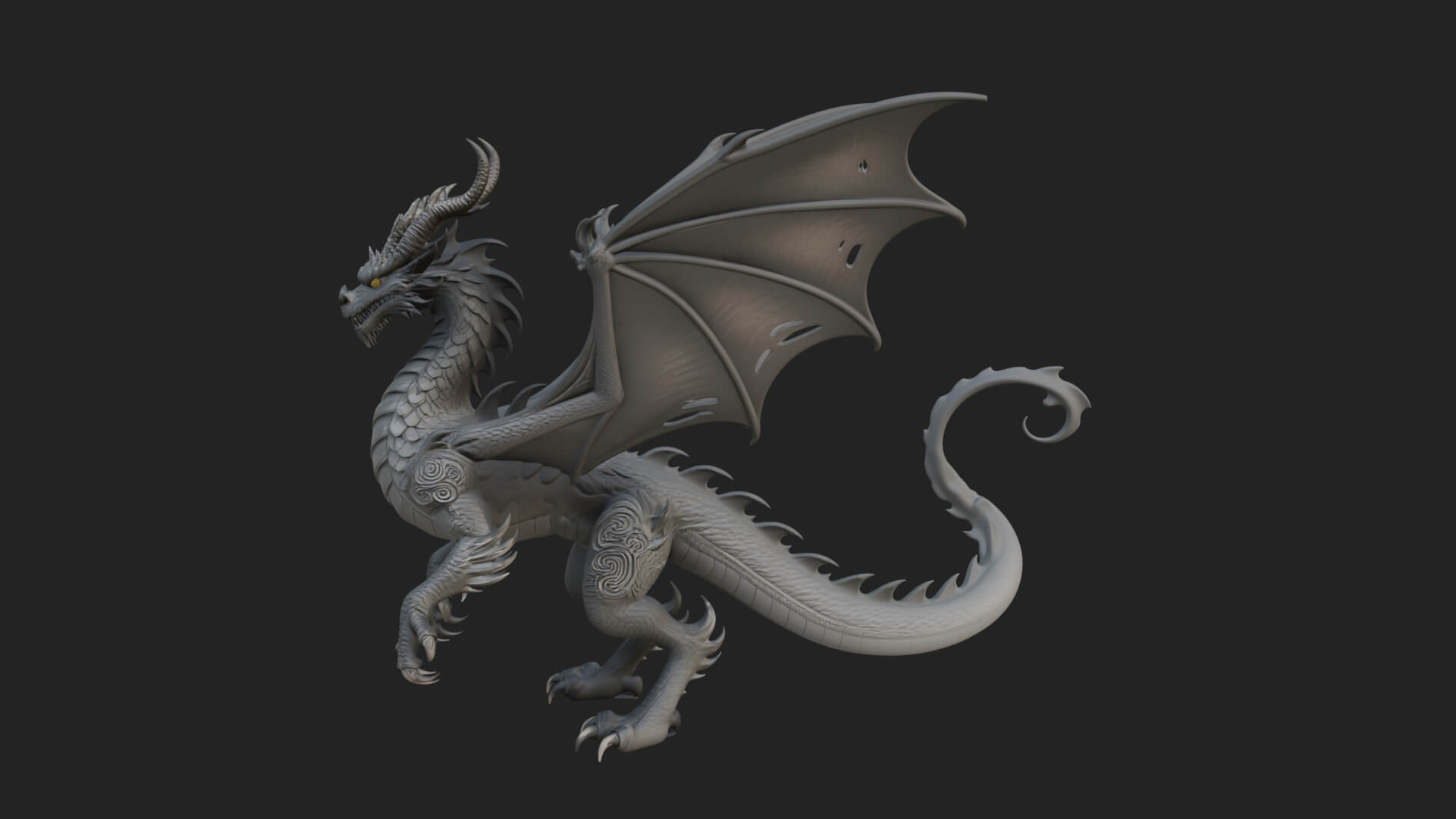 Winged Dragon Statue Design 14 3D Print Model 3D Model