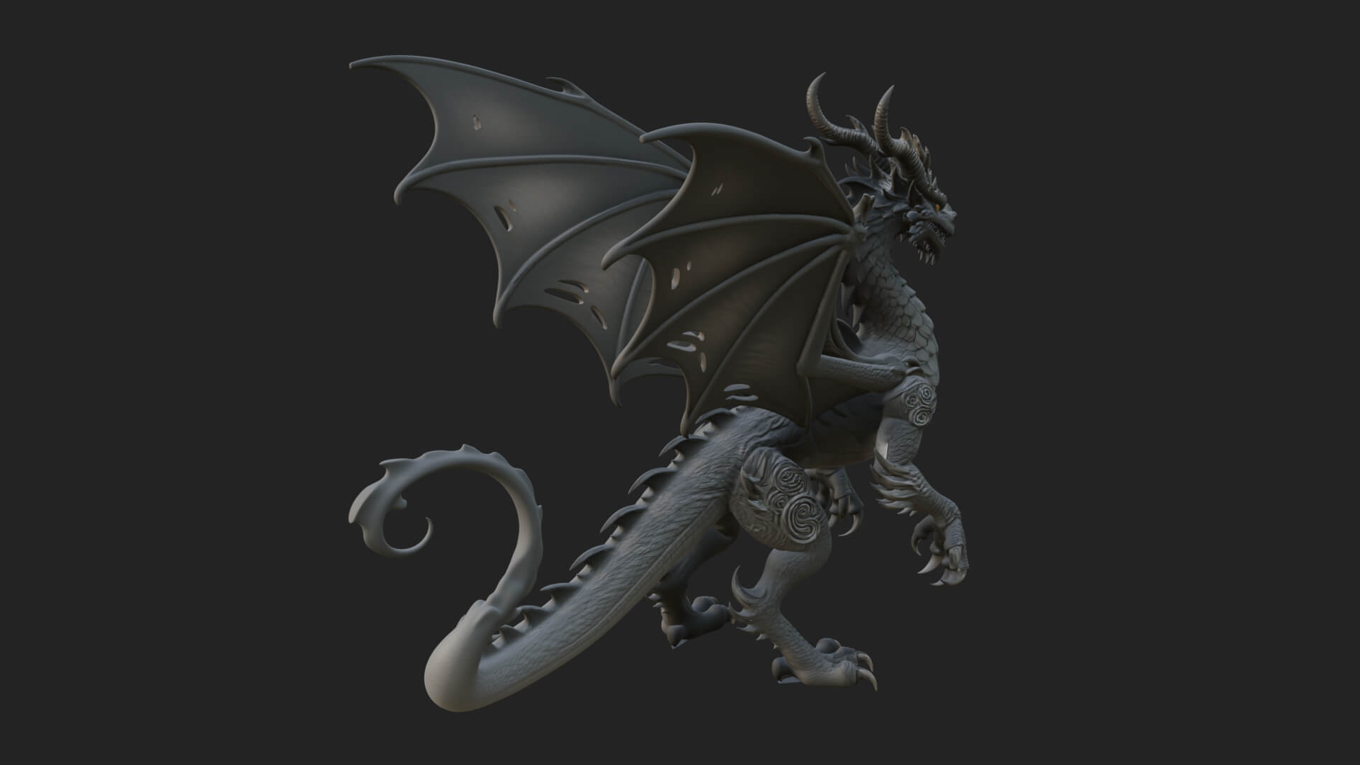 Winged Dragon Statue Design 14 3D Print Model 3D Model