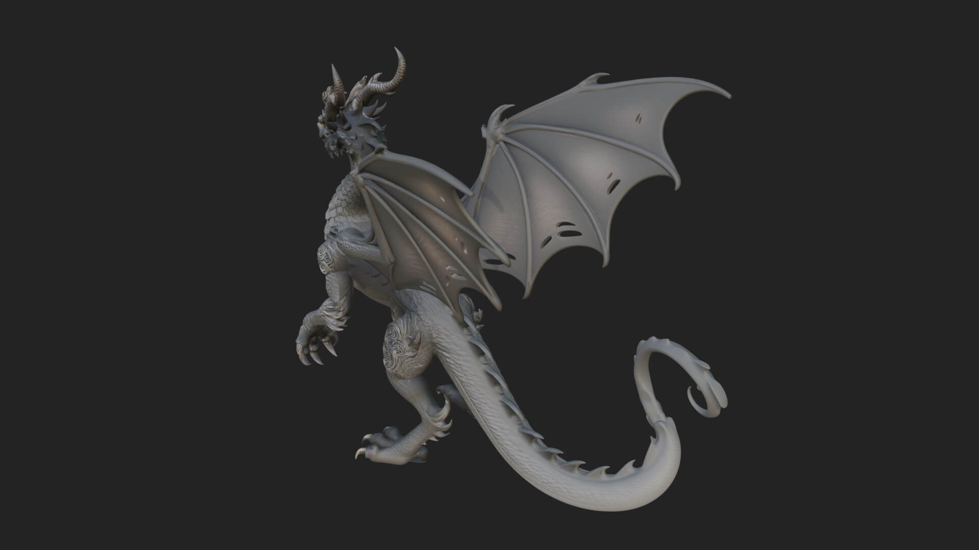 Winged Dragon Statue Design 14 3D Print Model 3D Model