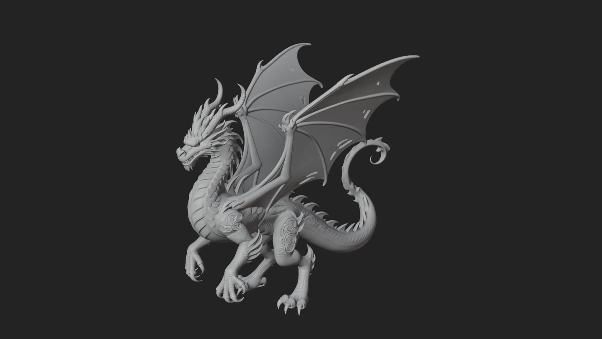 Winged Dragon Statue Design 14 3D Print Model 3D Model