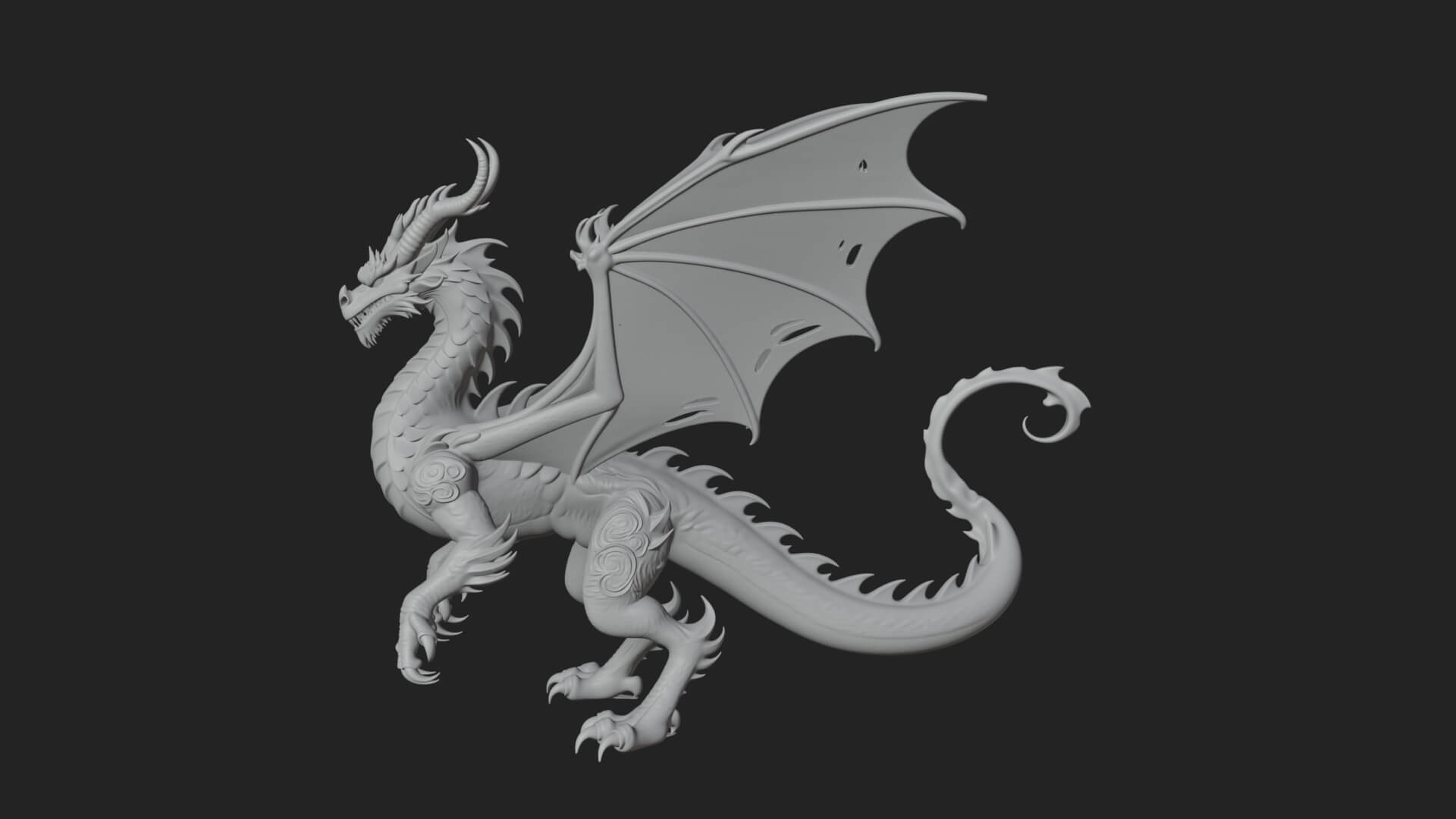Winged Dragon Statue Design 14 3D Print Model 3D Model